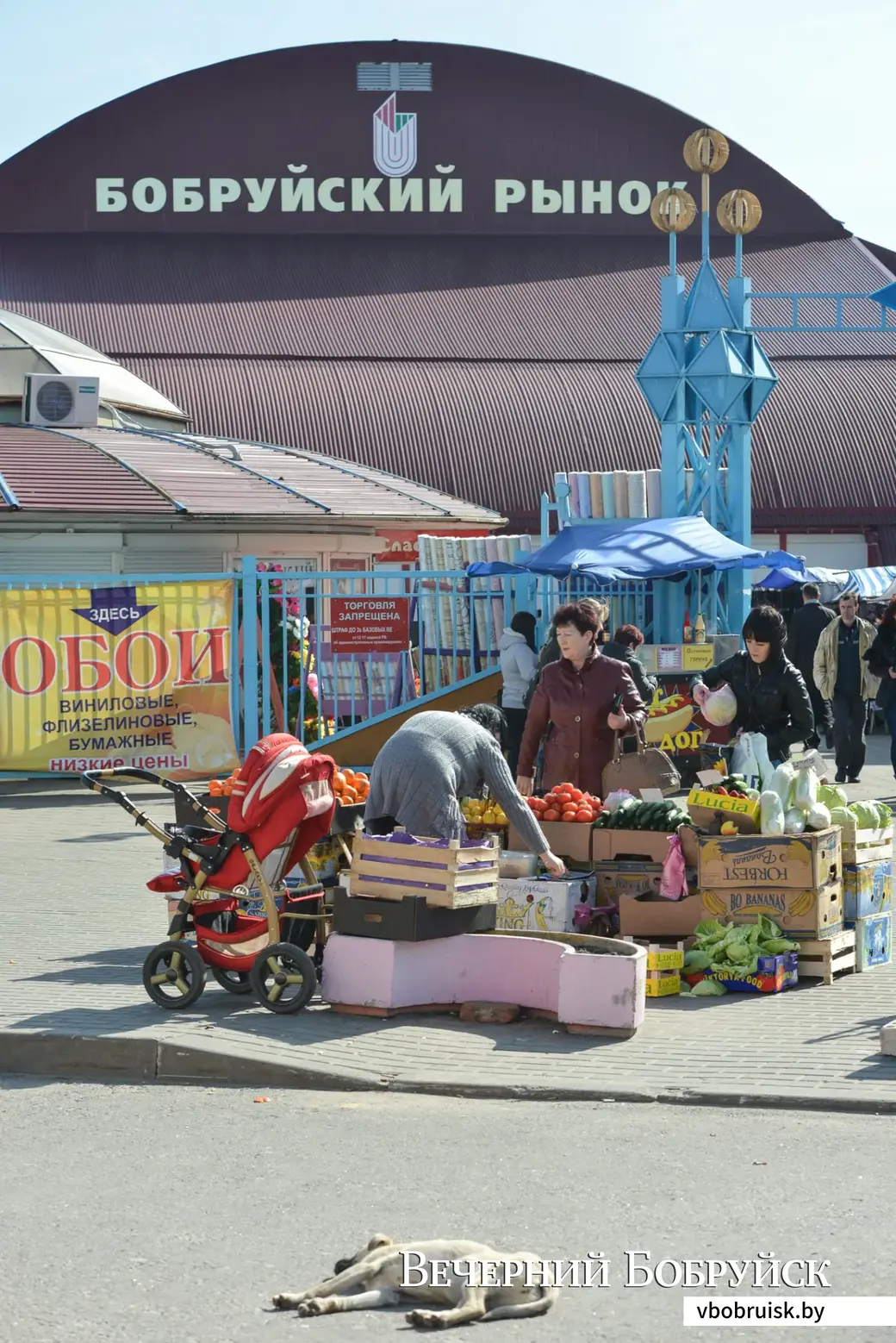Бобруйский рынок. Несанкционированная торговля у главного входа. Фото: Александр ЧУГУЕВ, из архива «ВБ».