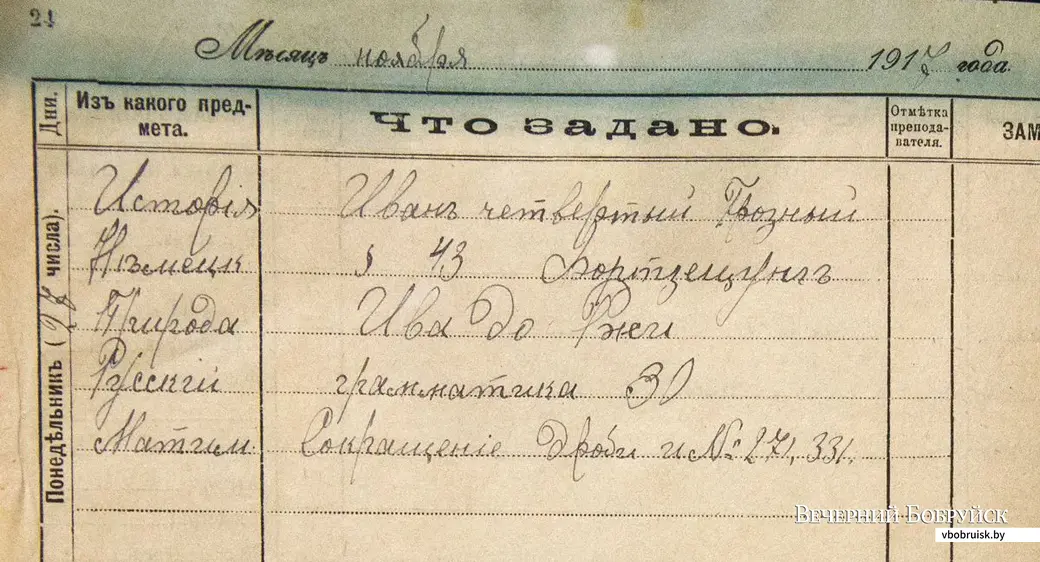 Дневник гимназиста начала прошлого века