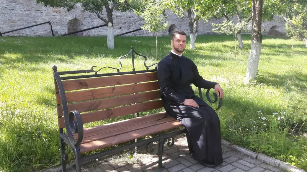 В Псково-Печорском монастыре в России.