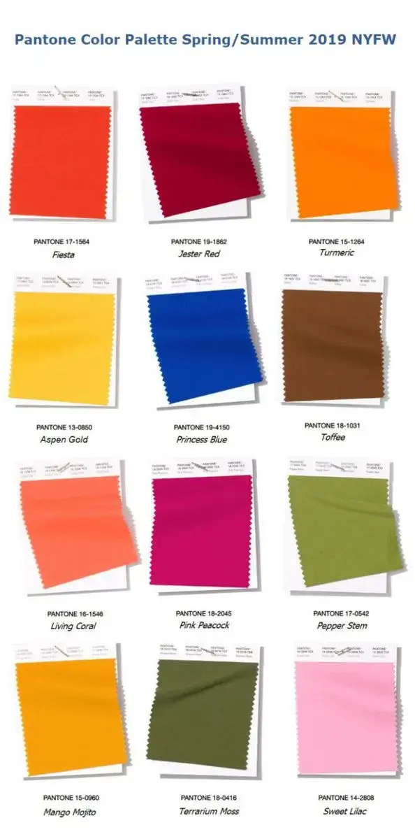 Модные цвета 2019 года, по версии Института цвета Pantone.
