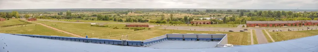 Панорама крепости с крыши ледового дворца в Бобруйске.