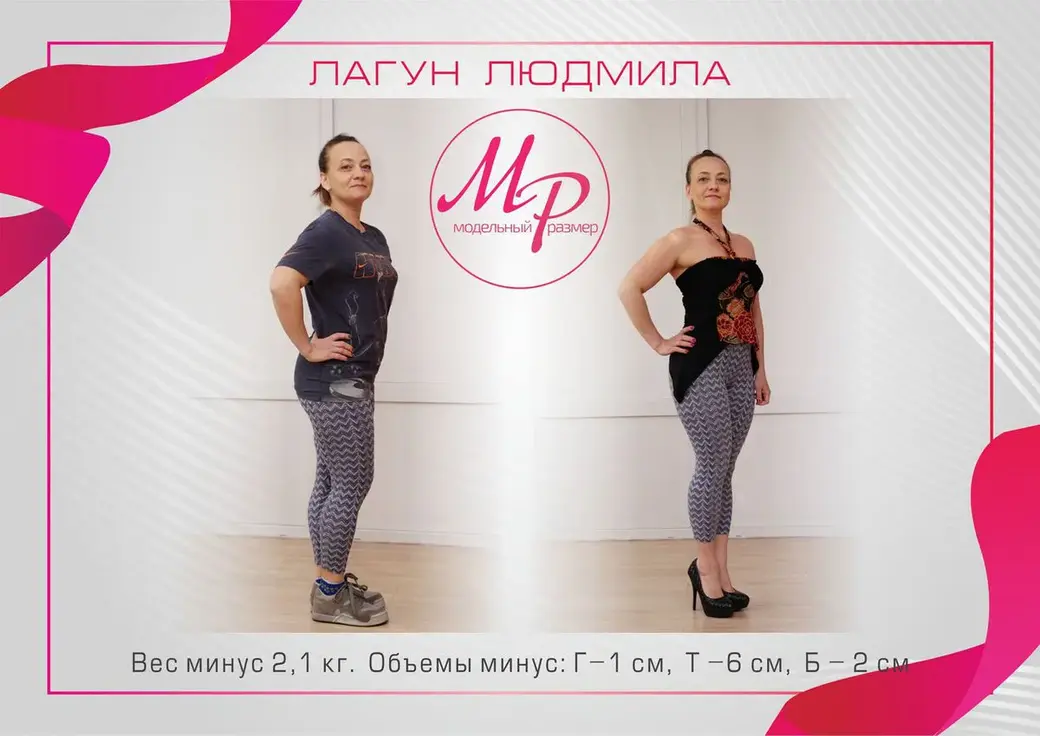 На этом плакате можно увидеть, как менялась Людмила в предыдущем проекте «Модельный размер».