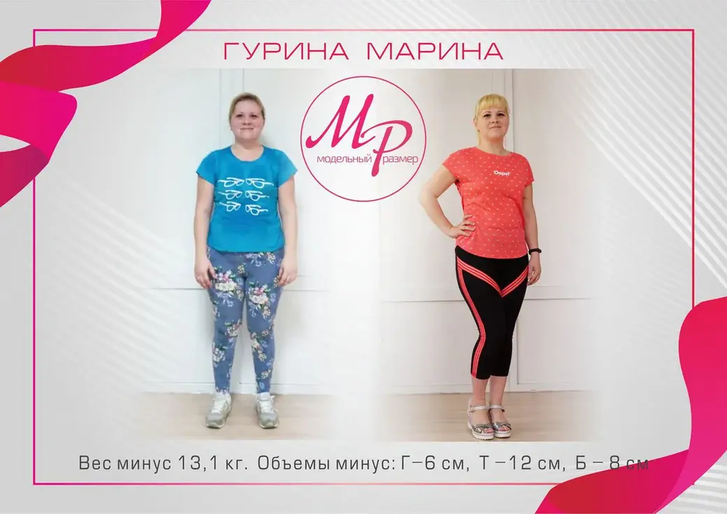 На этом плакате можно увидеть, как менялась Марина в предыдущем проекте «Модельный размер».