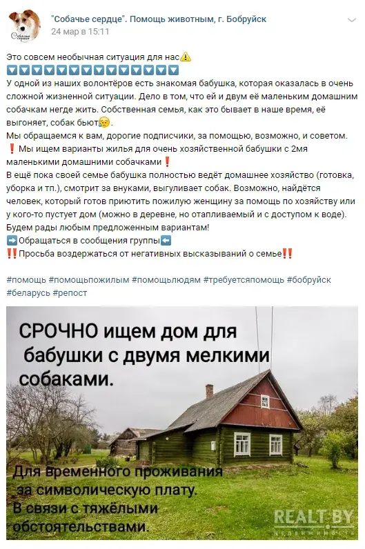 Скриншот объявления