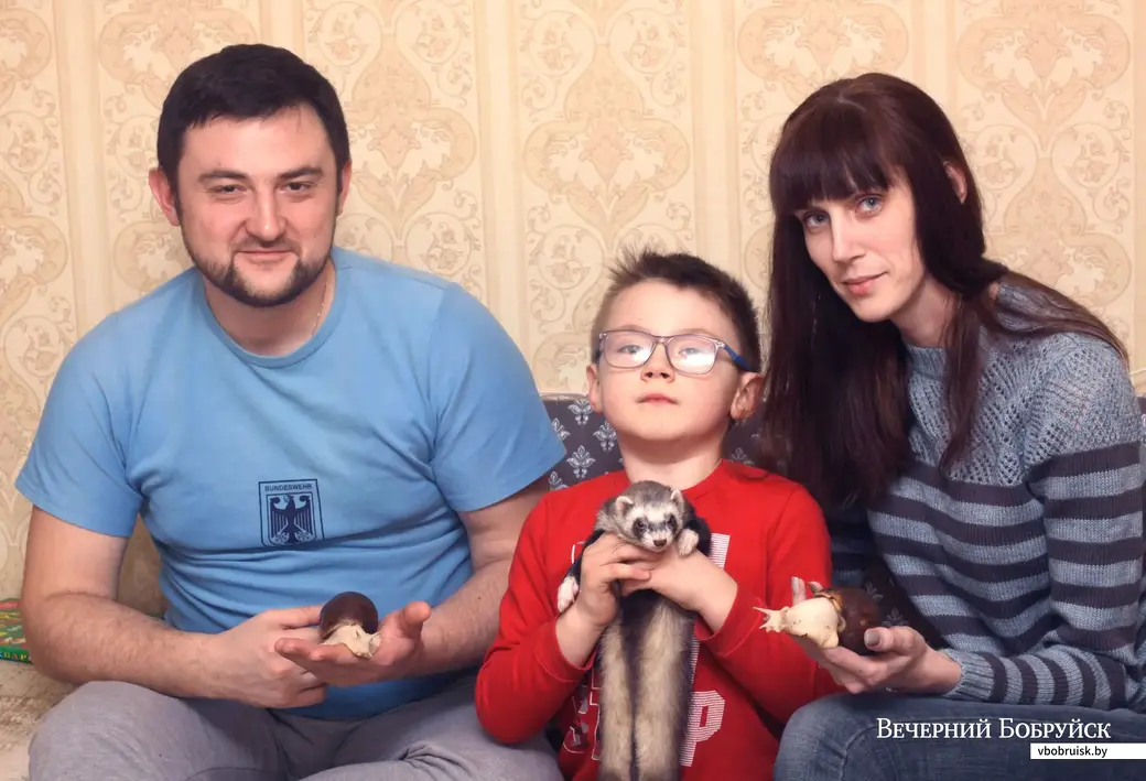У Павла, Анастасии и Тимура Карнаушенко живут хорек Форька и две улитки-ахатины. Фото: Денис СУДНИК