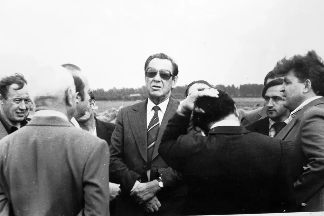Петр Машеров во время посещений Бобруйщины в 1980 году.