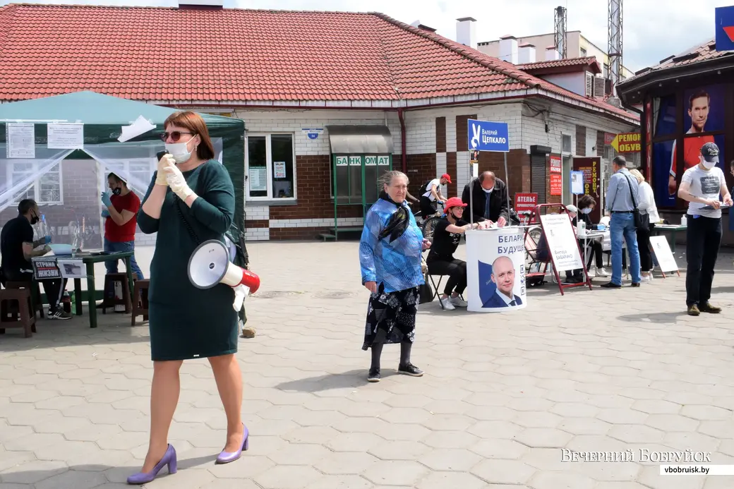 6.06.2020, Бобруйск. Ольга Ковалькова на сборе подписей за выдвижение кандидатами в президенты.