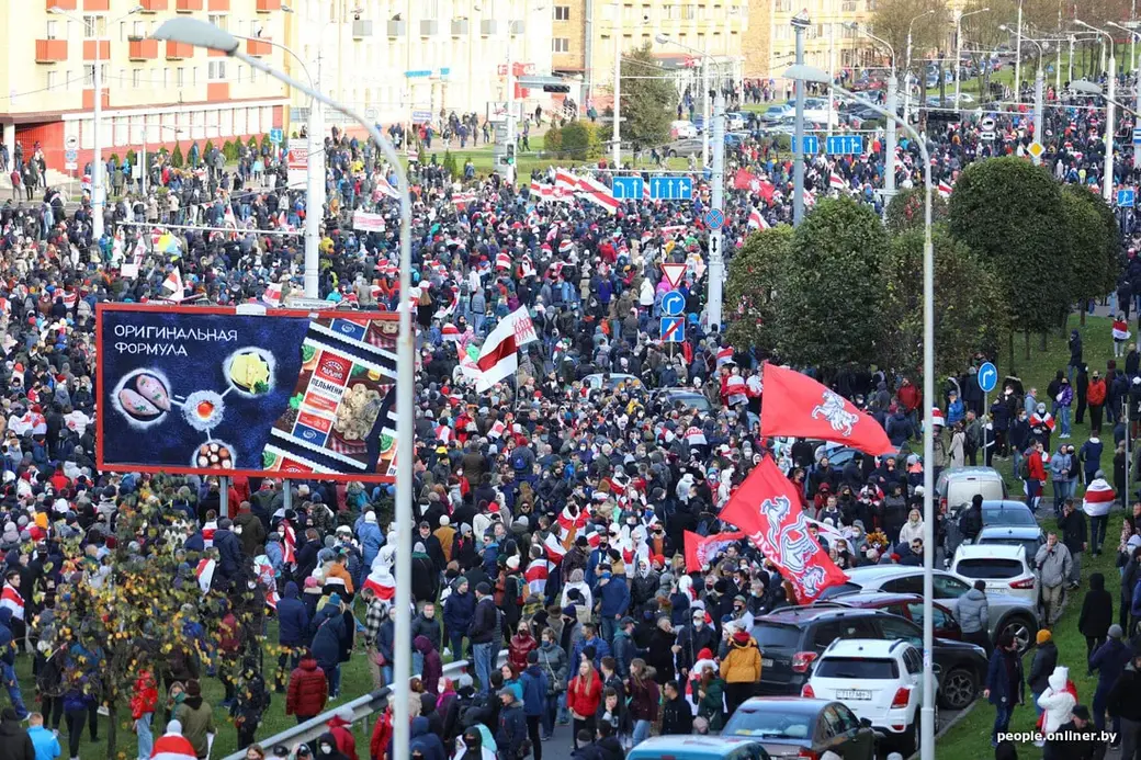 «Партизанский марш» в Минске 18 октября 2020 года.