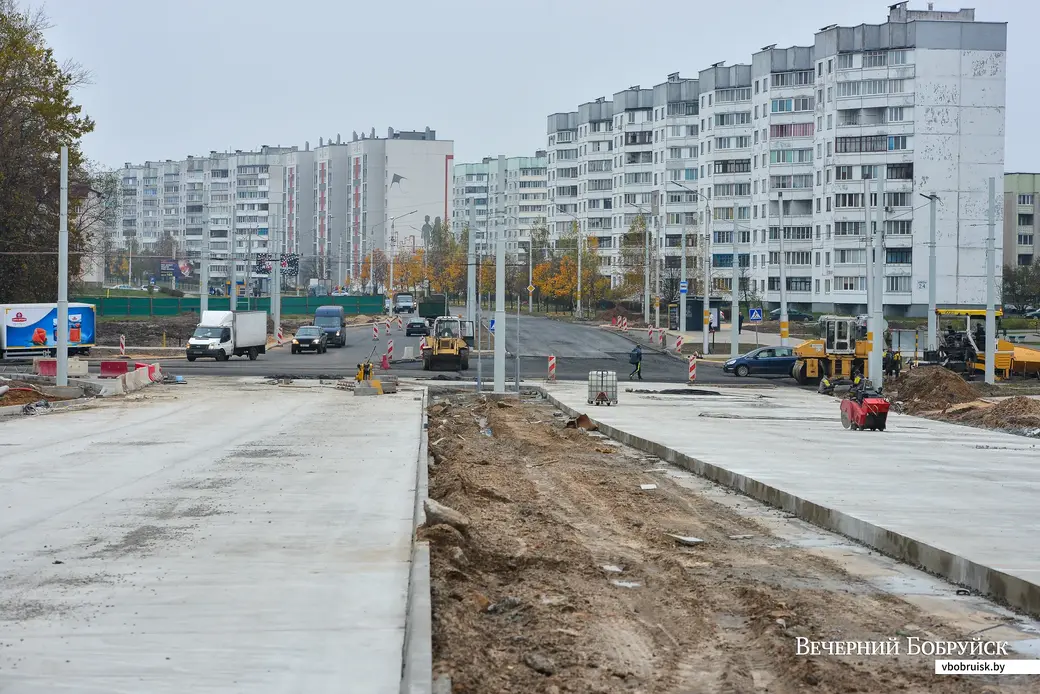 29.10.2020, Бобруйск. Строительство проспекта Строителей от улицы Шинной до улицы Ленина.