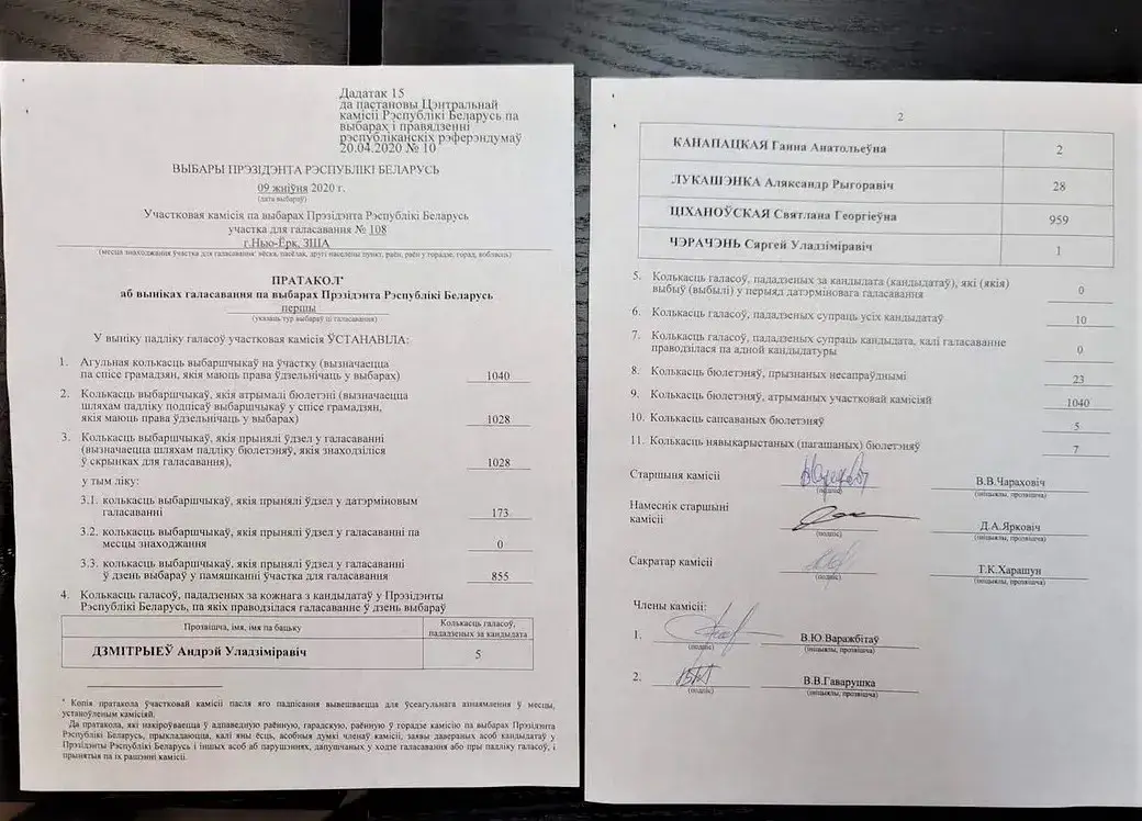 Протокол избирательной комиссии из Нью-Йорка. Фото Алены Буинской