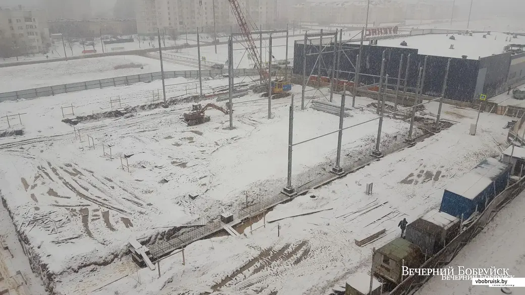 29.01.2020, Бобруйск, строительная площадка ФОК в 7-ом микрорайоне. Фото: Ирина РЯБОВА