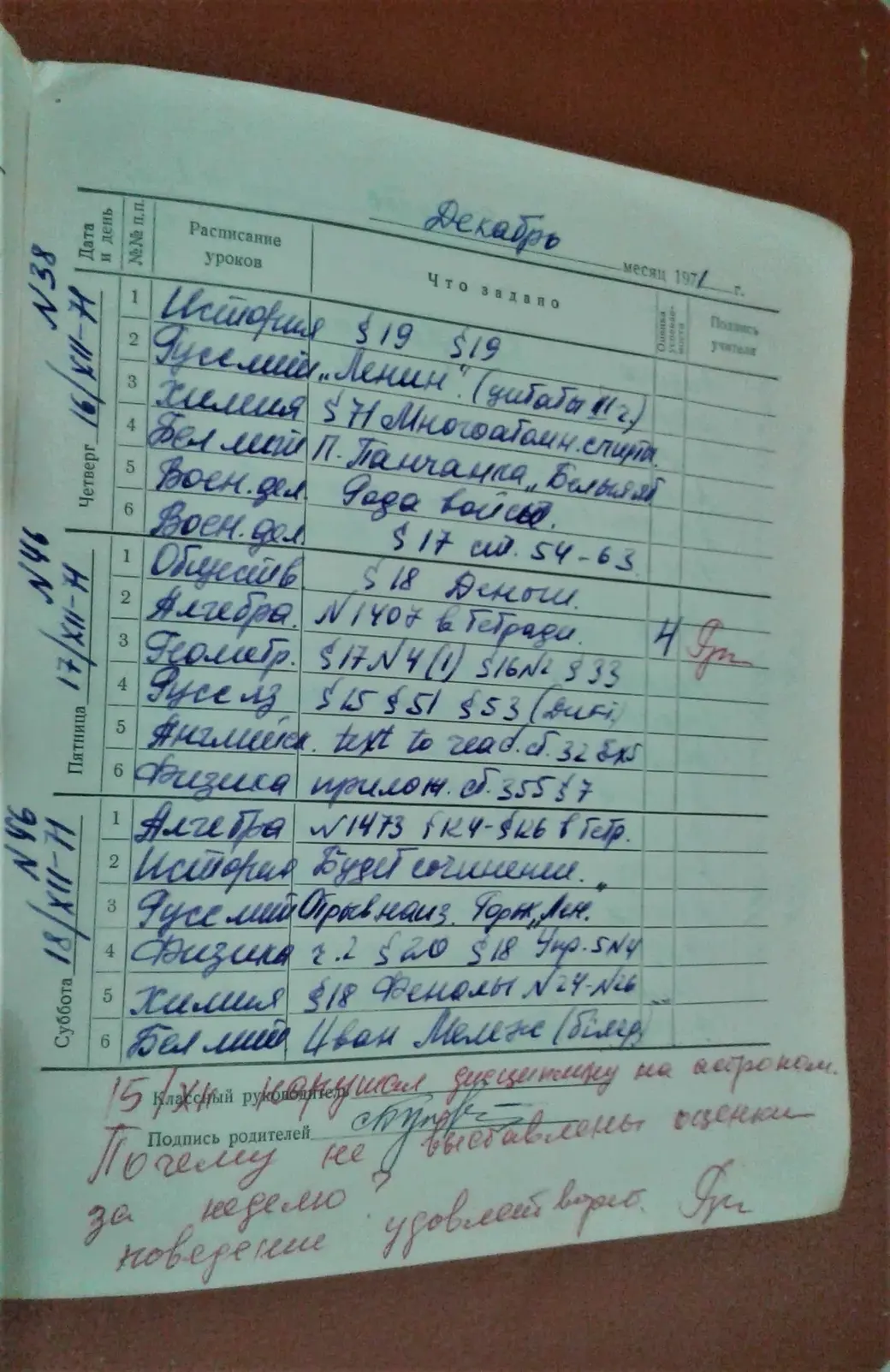 Школьный дневник Жени Буловы.
