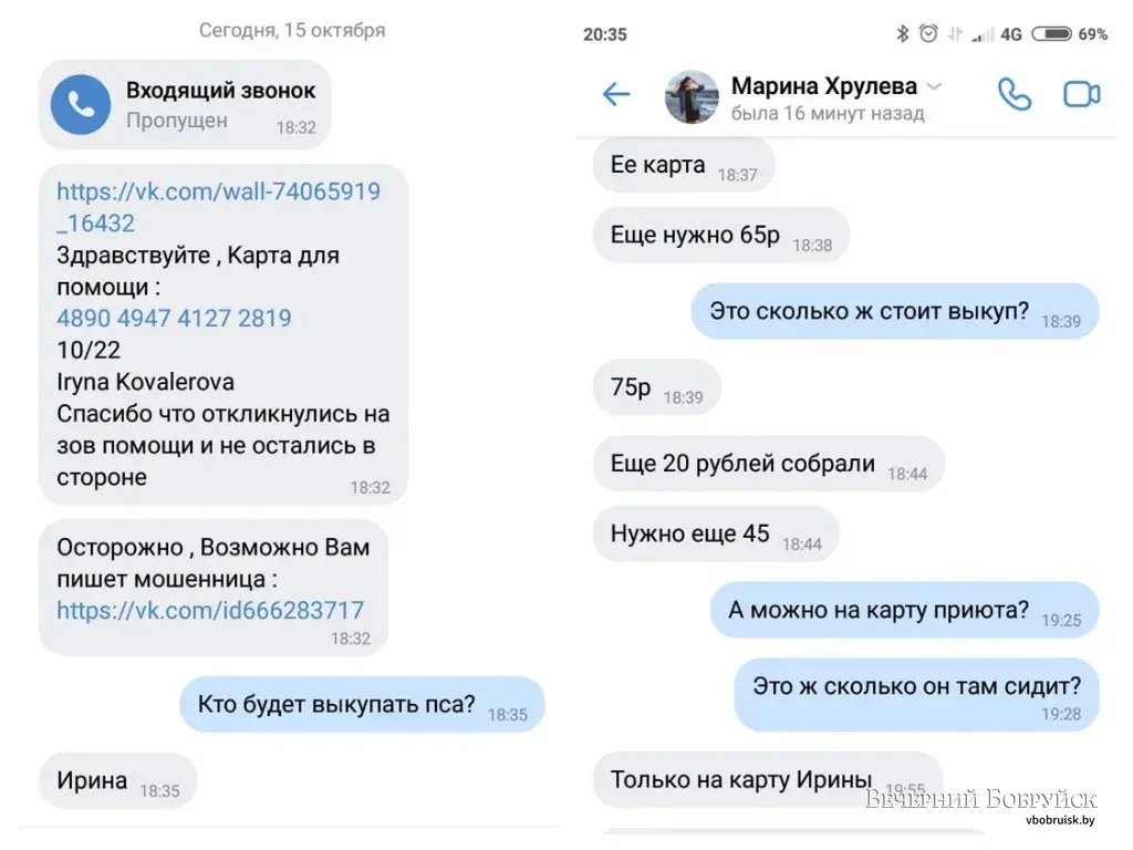 Скриншот переписки, который опубликовали настоящие волонтеры