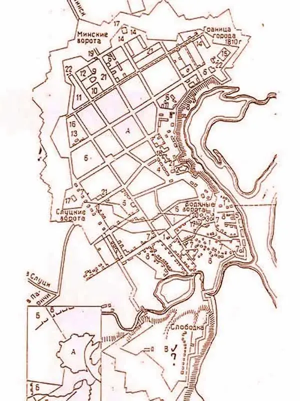 Карта Бобруйской крепости с указанием ворот. С сайта wiki.bobr.by