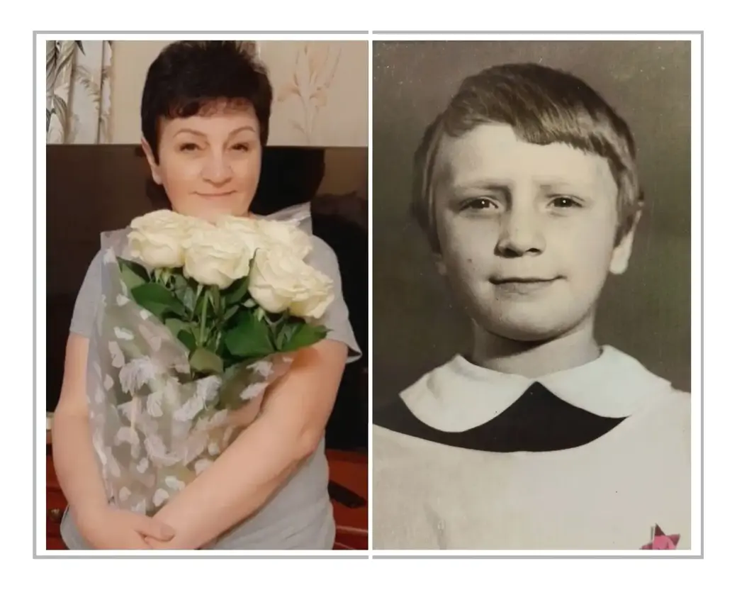 На фото слева: Наталья Диточенко в родительском доме, 2022 год. На фото справа: второклассницу Наташу только что приняли в октябрята, 1972 год.