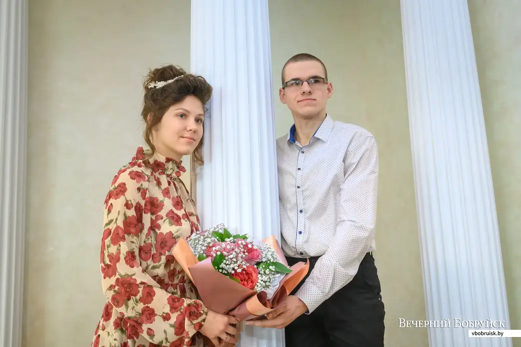 16.03.2023. Отдел ЗАГС Бобруйского горисполкома. Свадебная пара. Валерия и Даниил Граховские.