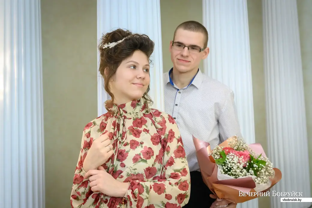 16.03.2023. Отдел ЗАГС Бобруйского горисполкома. Свадебная пара. Валерия и Даниил Граховские.