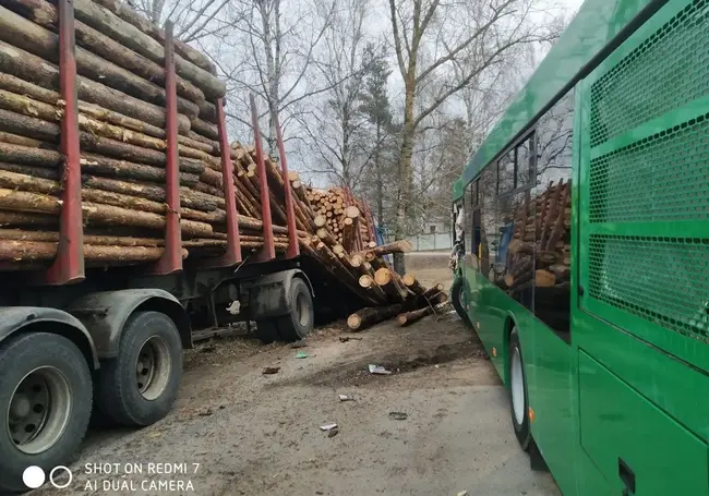 В Осиповичах столкнулись маршрутный автобус и лесовоз