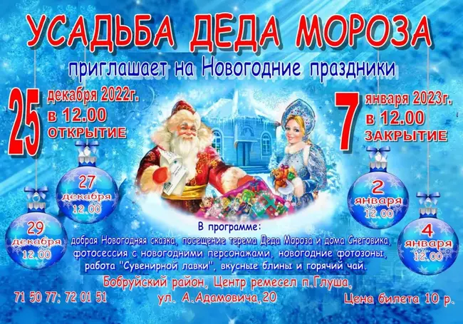 Усадьба Деда Мороза в Бобруйском районе откроется 25 декабря. Программа