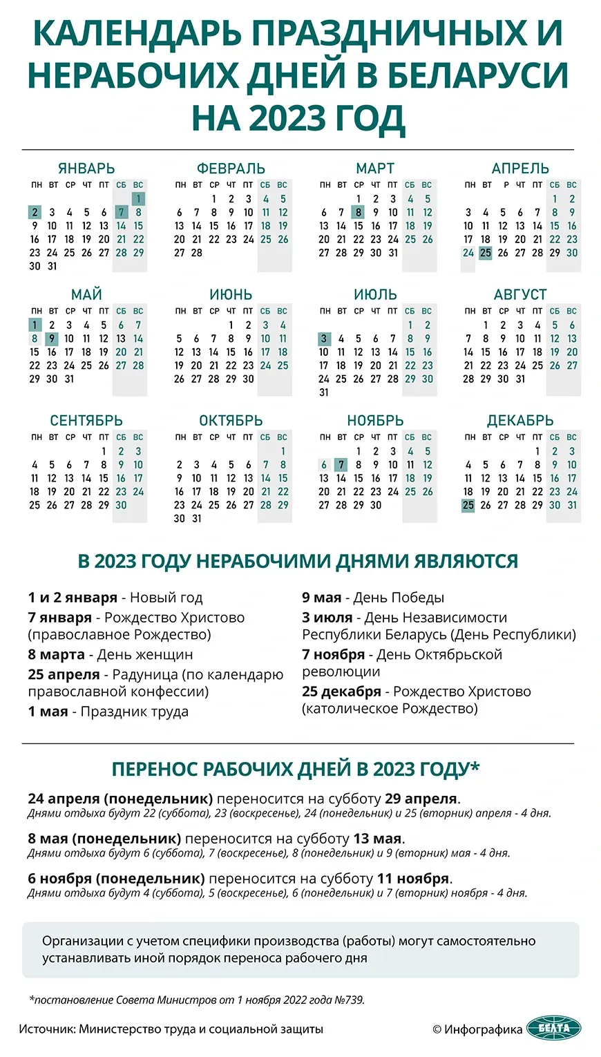 Рабочие дни в беларуси 2023