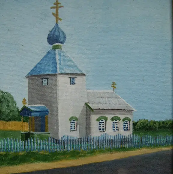 Храм в деревне Капустино, что недалеко от Скриплицы. Картина Леонида Солянкина.